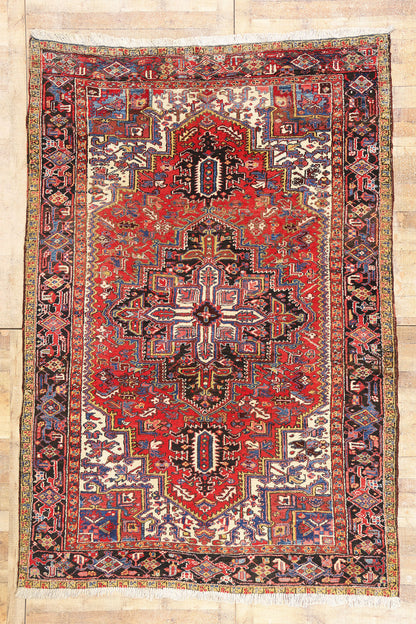 7 x 10 - Red Antique Persian Heriz Rug - 72713