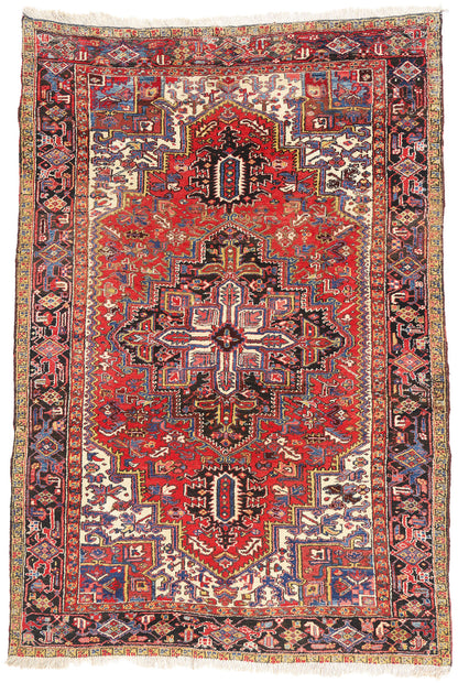 7 x 10 - Red Antique Persian Heriz Rug - 72713