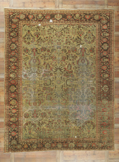 10 x 13 - Brown Antique Persian Lilihan Rug - 72824