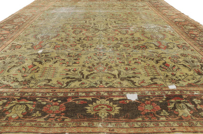 10 x 13 - Brown Antique Persian Lilihan Rug - 72824