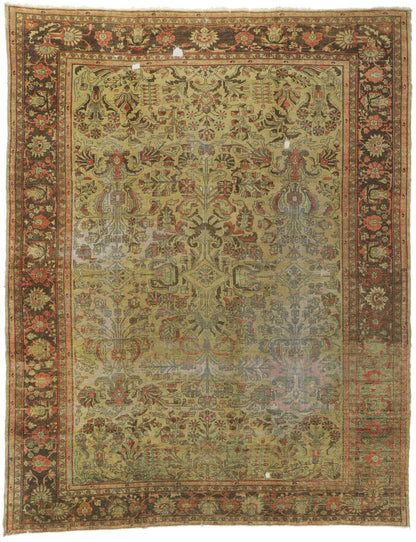 10 x 13 - Brown Antique Persian Lilihan Rug - 72824