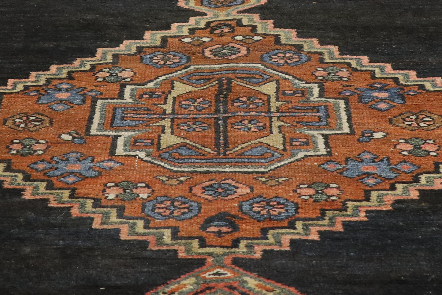 3 x 13 - Navy Blue Antique Persian Hamadan Rug - 73244