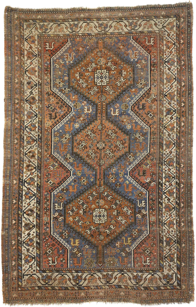 4 x 7 - Brown Antique Persian Shiraz Rug - 73298
