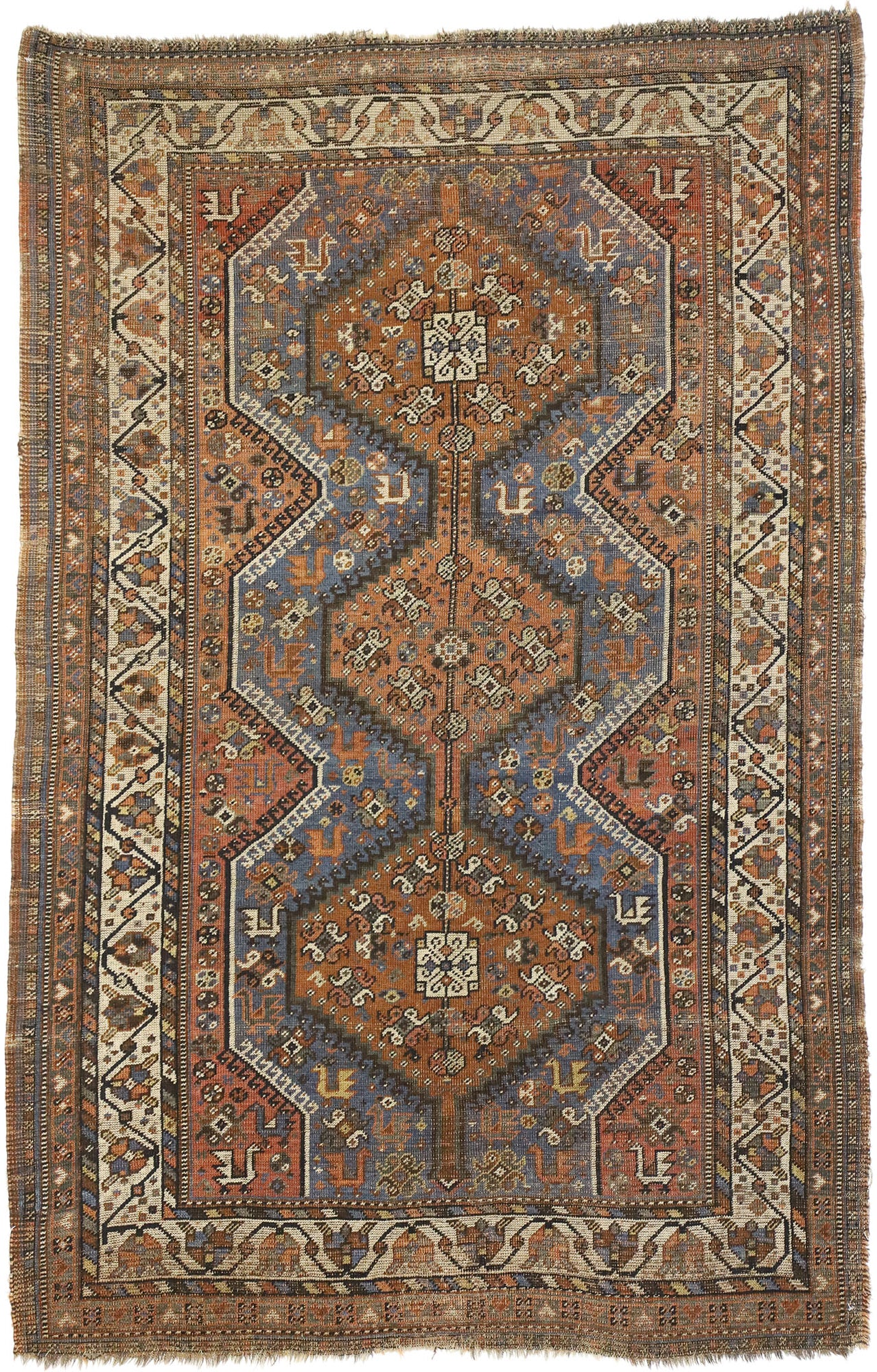4 x 7 - Brown Antique Persian Shiraz Rug - 73298