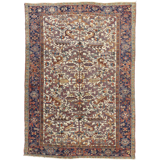 7 x 10 - Beige Antique Persian Heriz Rug - 73342