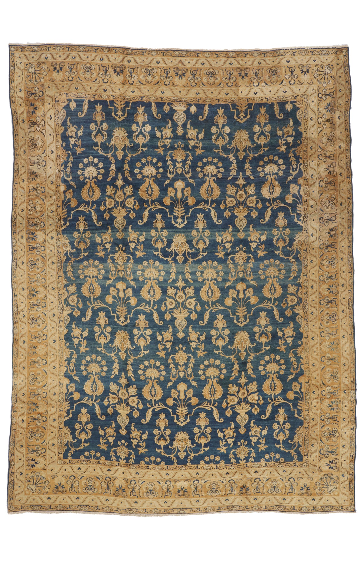 9 x 12 - Navy Blue Antique Persian Kerman Rug - 73375
