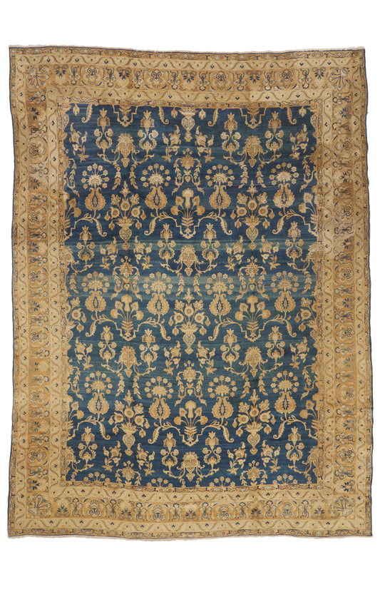 9 x 12 - Navy Blue Antique Persian Kerman Rug - 73375