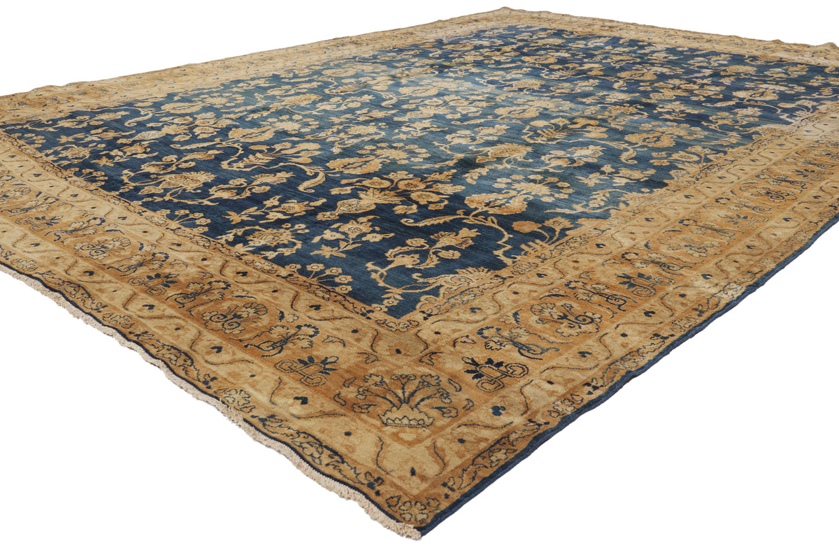 9 x 12 - Navy Blue Antique Persian Kerman Rug - 73375