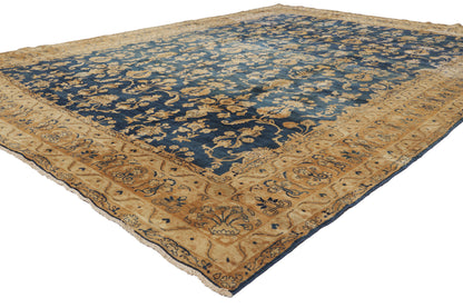 9 x 12 - Navy Blue Antique Persian Kerman Rug - 73375