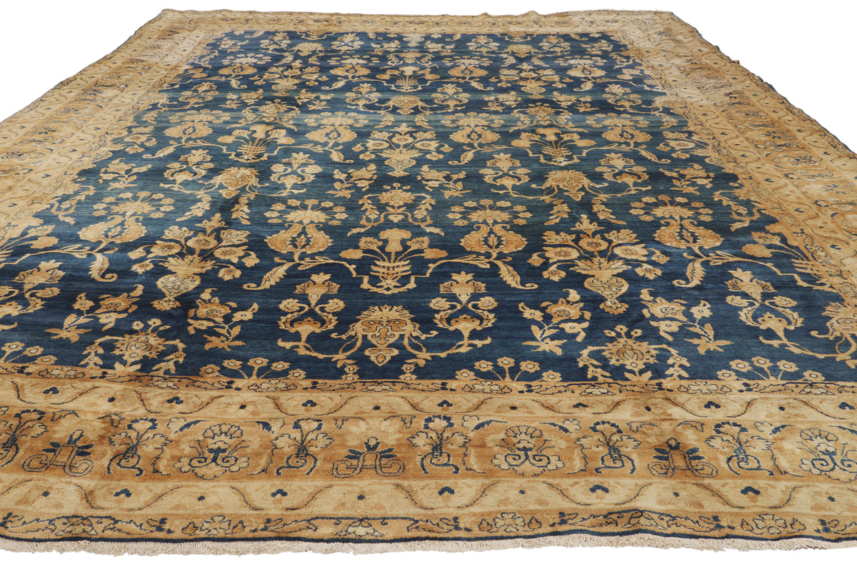 9 x 12 - Navy Blue Antique Persian Kerman Rug - 73375