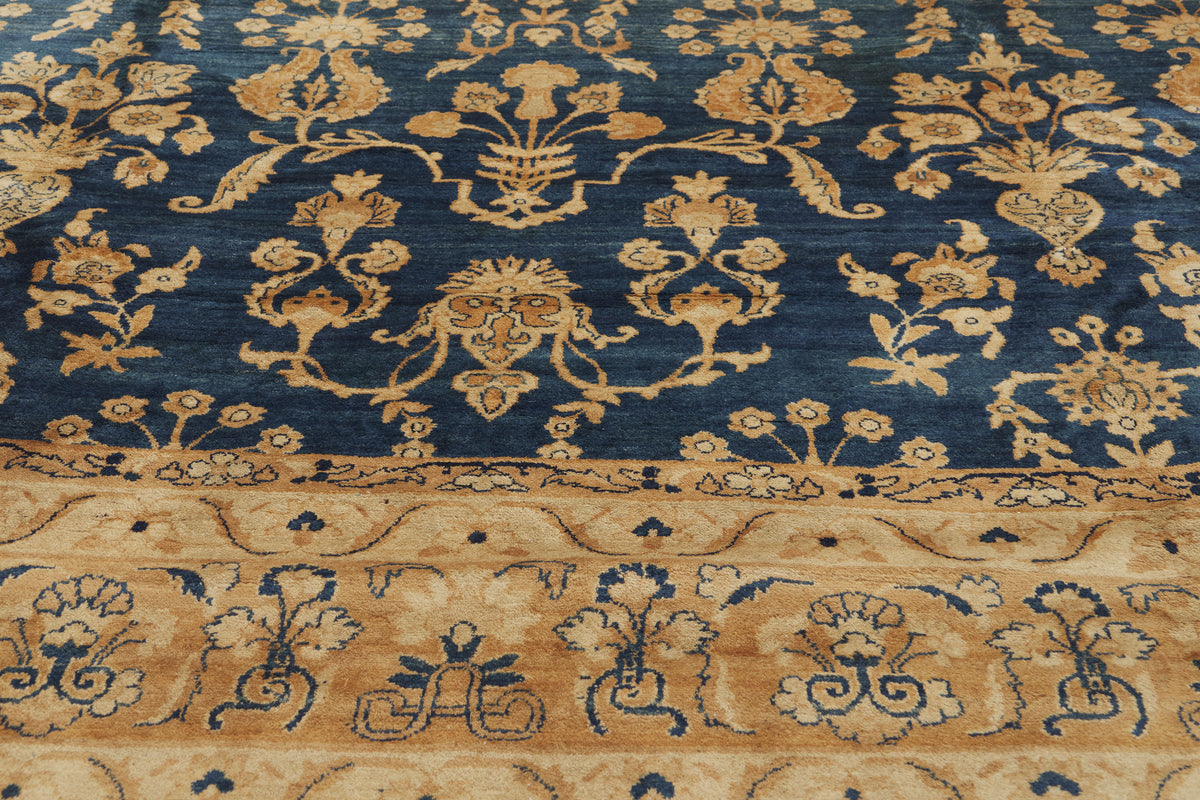 9 x 12 - Navy Blue Antique Persian Kerman Rug - 73375