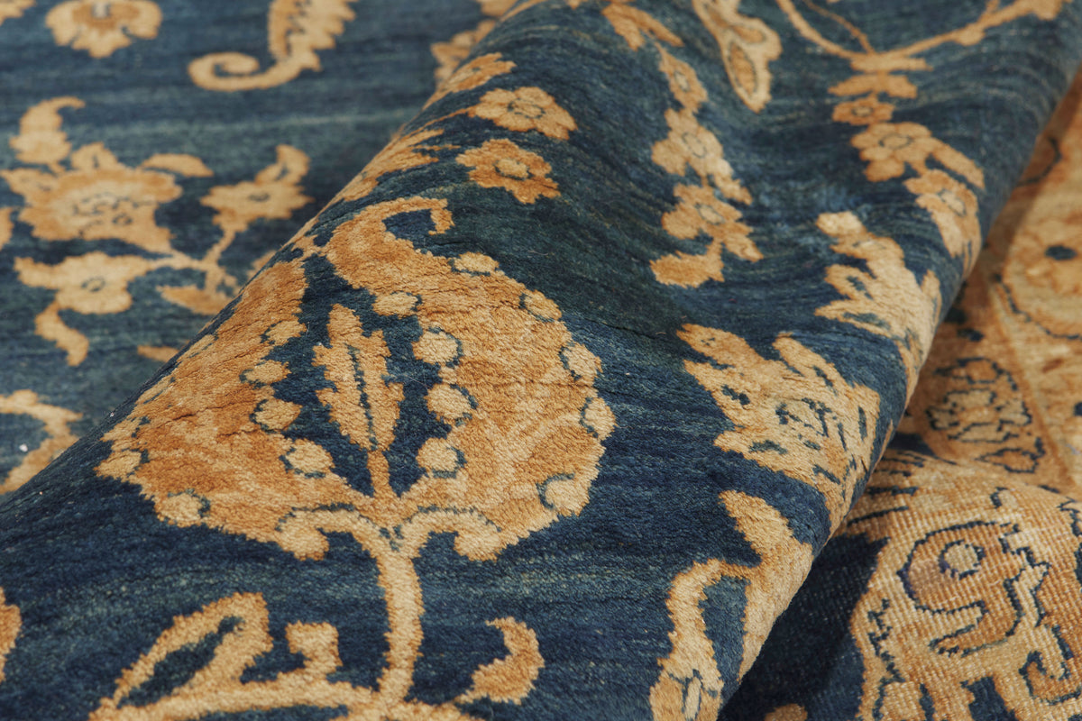 9 x 12 - Navy Blue Antique Persian Kerman Rug - 73375