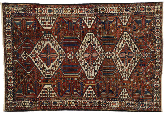 7 x 10 Antique Persian Bakhtiari Rug 73391