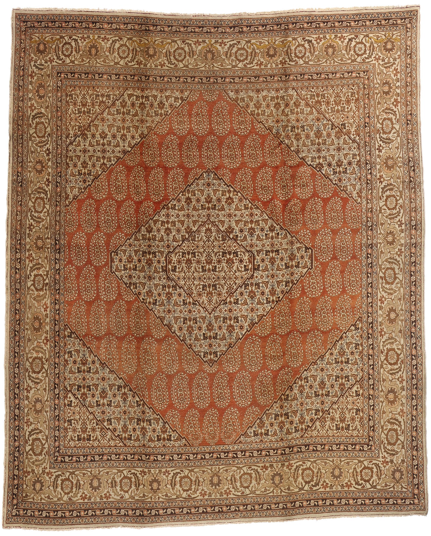 10 x 12 - Brown Antique Persian Tabriz Rug - 73538