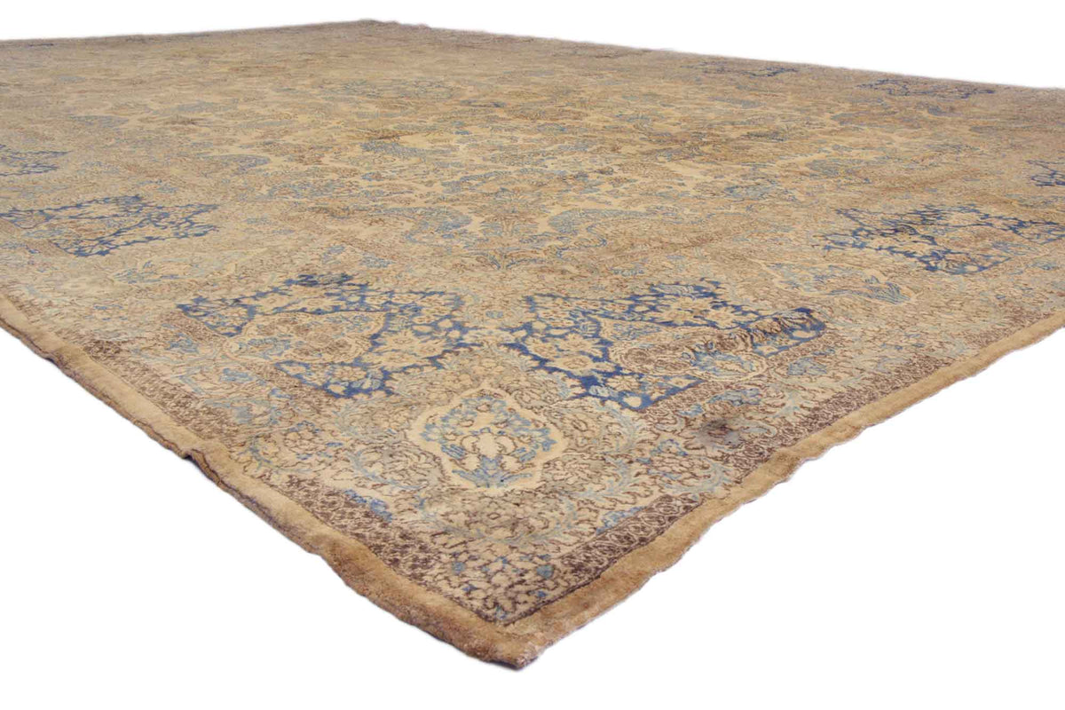 12 x 18 - Beige Antique Persian Kerman Rug - 73654