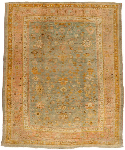 11 x 14 - Gray Antique Turkish Oushak Rug - 73717