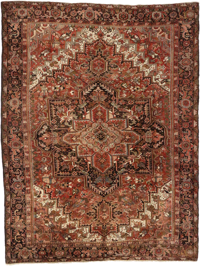 10 x 13 - Rust Vintage Persian Heriz Rug - 73720