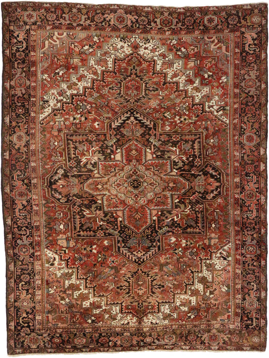 10 x 13 - Rust Vintage Persian Heriz Rug - 73720