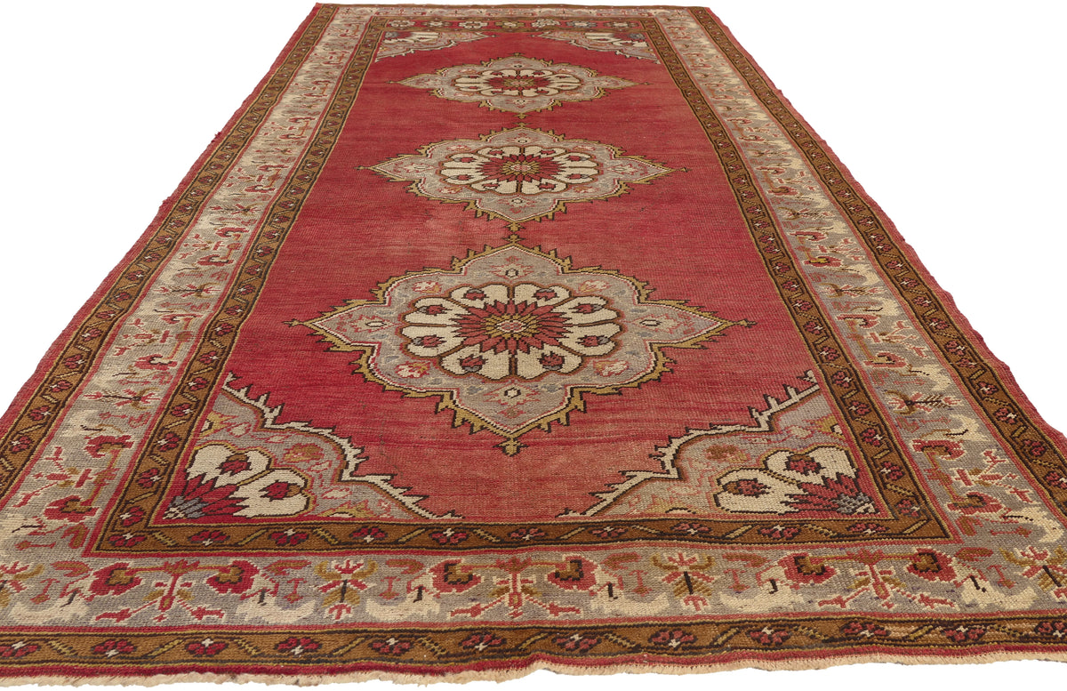 5 x 11 - Red Vintage Turkish Oushak Rug - 73753