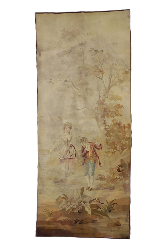 4 x 10 - Multicolor Antique French Tapestry Rug - 74030