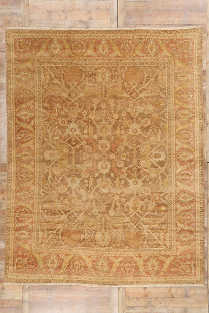 9 x 12 - Brown Vintage Turkish Oushak Rug - 74064