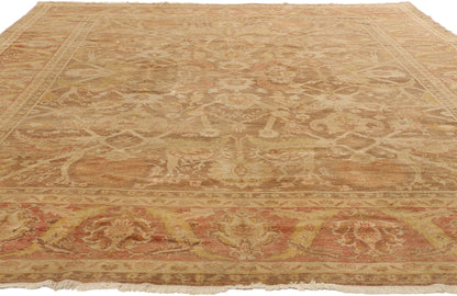 9 x 12 - Brown Vintage Turkish Oushak Rug - 74064