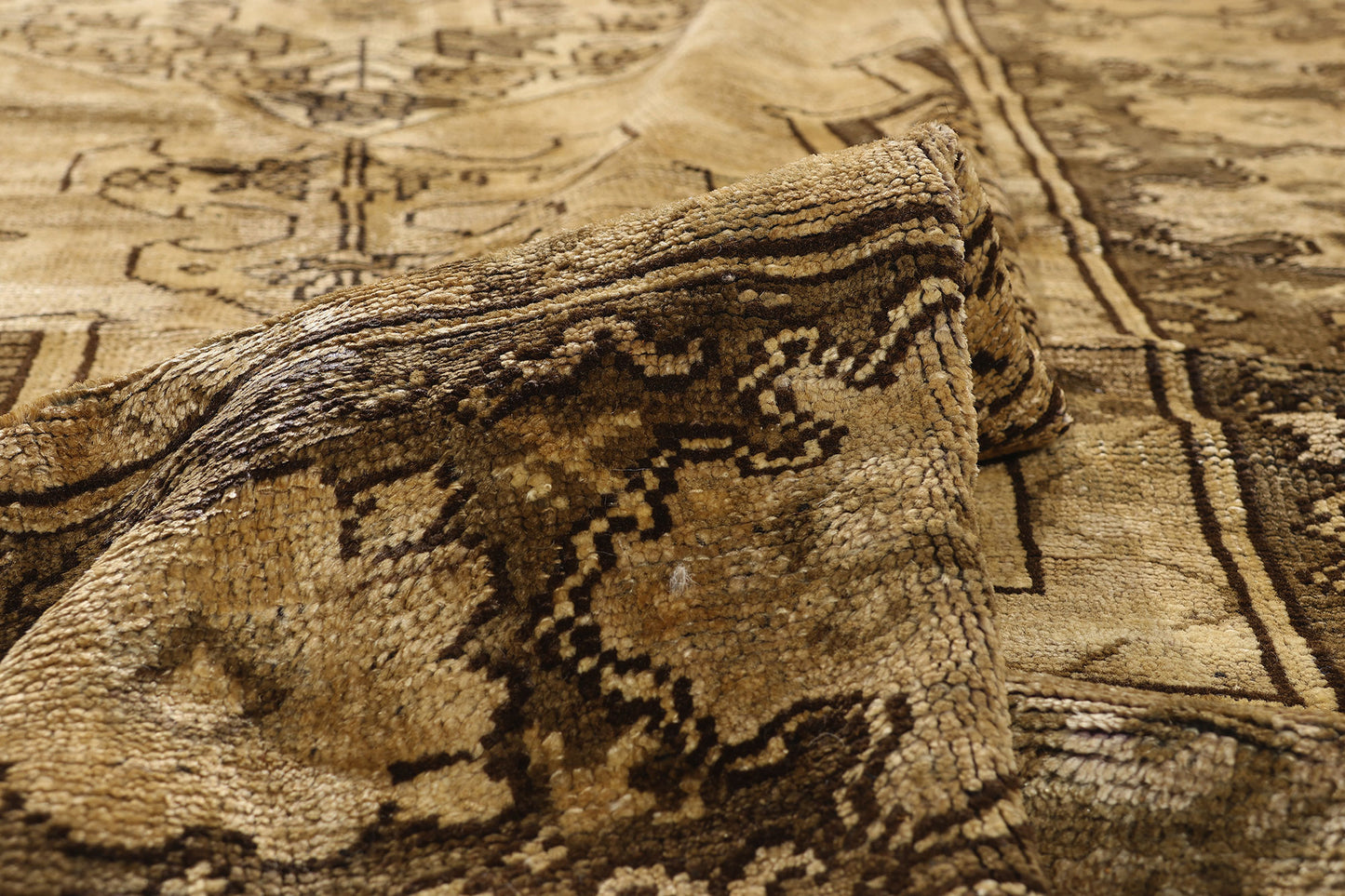 8 x 12 - Brown Vintage Turkish Oushak Rug - 74073