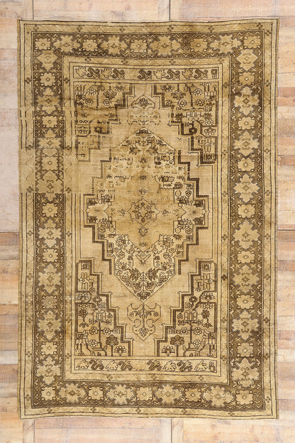 8 x 12 - Brown Vintage Turkish Oushak Rug - 74073