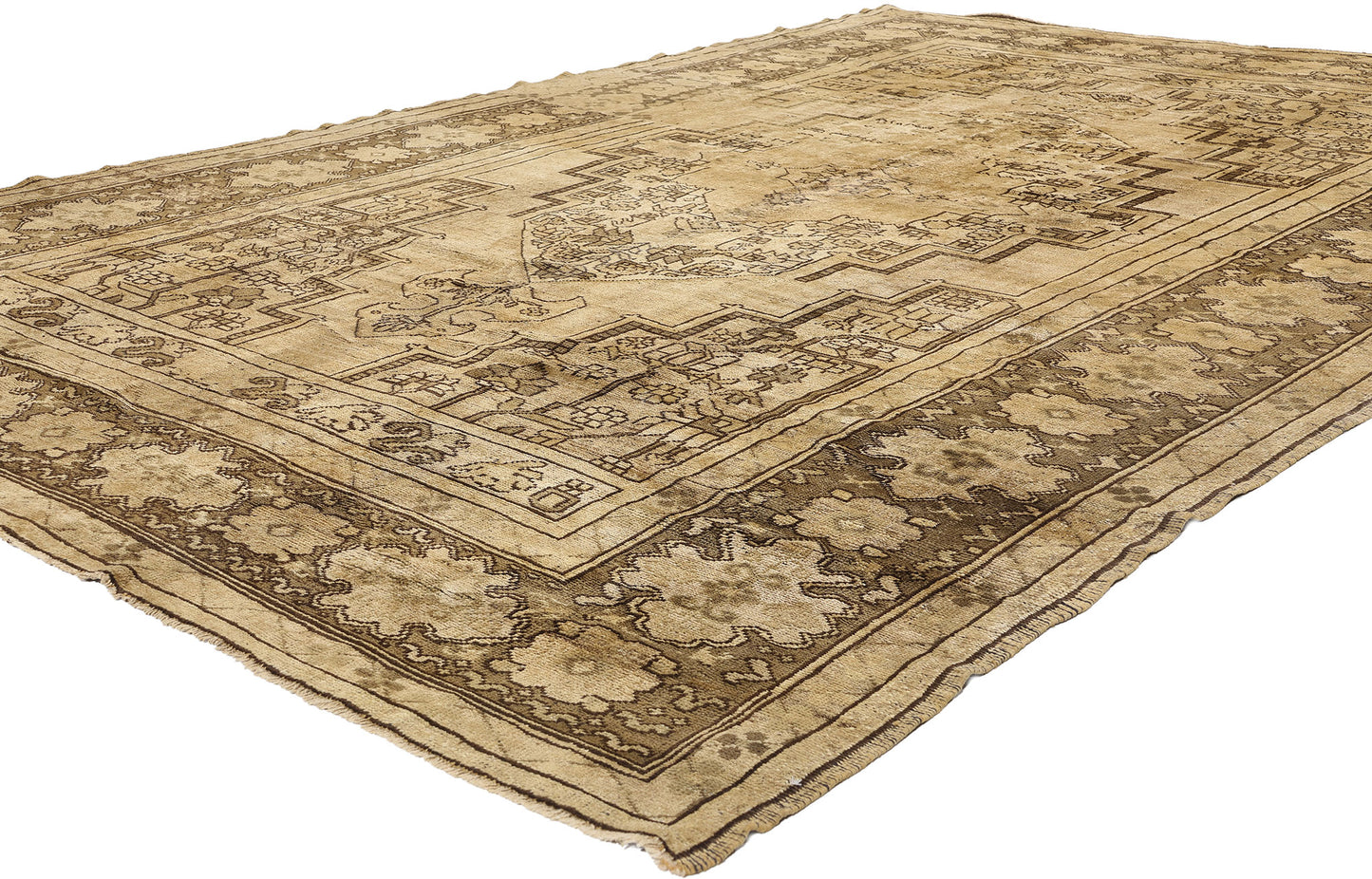 8 x 12 - Brown Vintage Turkish Oushak Rug - 74073