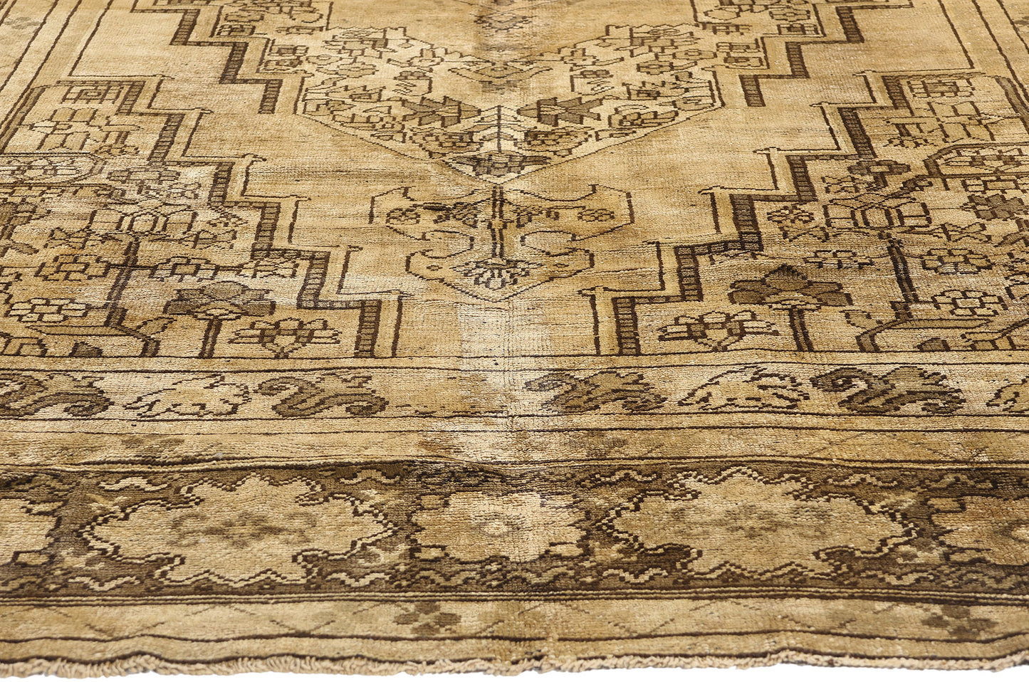8 x 12 - Brown Vintage Turkish Oushak Rug - 74073