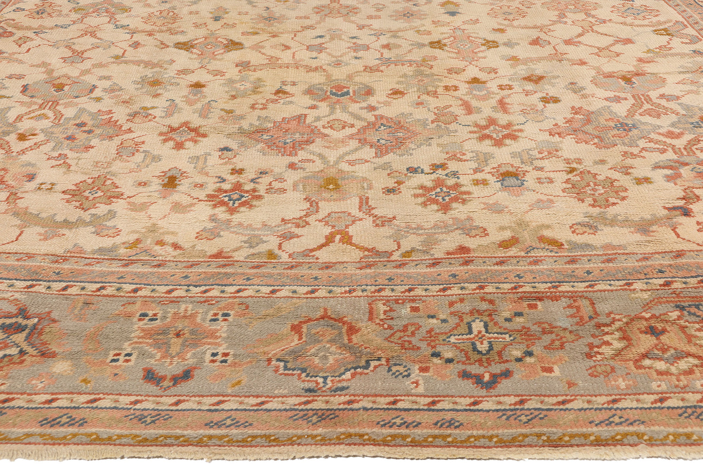 11 x 14 - Beige Antique Turkish Oushak Rug - 74250