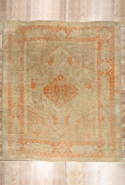 15 x 17 - Tan Antique Turkish Oushak Rug - 74255