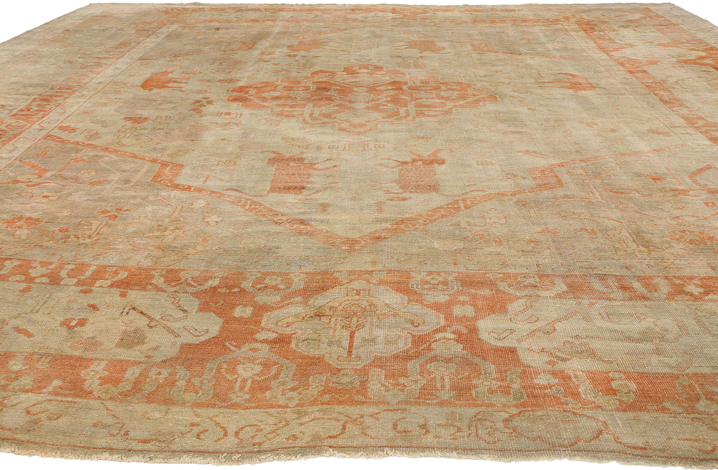 15 x 17 - Tan Antique Turkish Oushak Rug - 74255