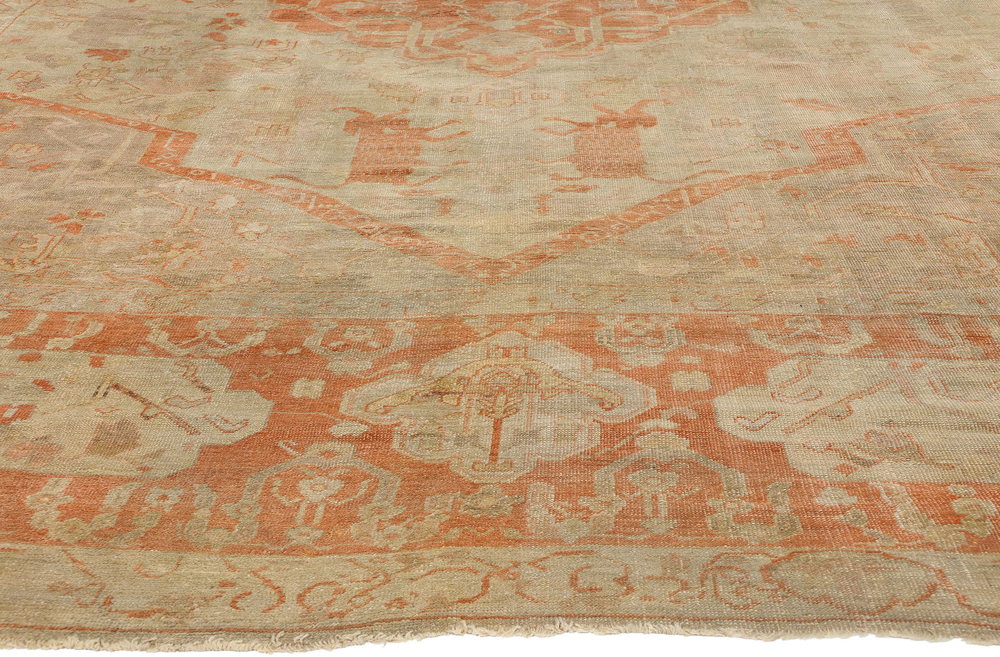 15 x 17 - Tan Antique Turkish Oushak Rug - 74255
