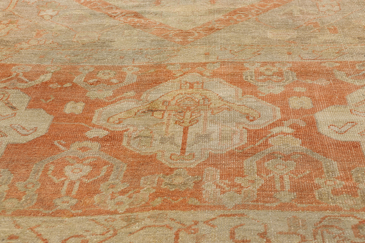 15 x 17 - Tan Antique Turkish Oushak Rug - 74255