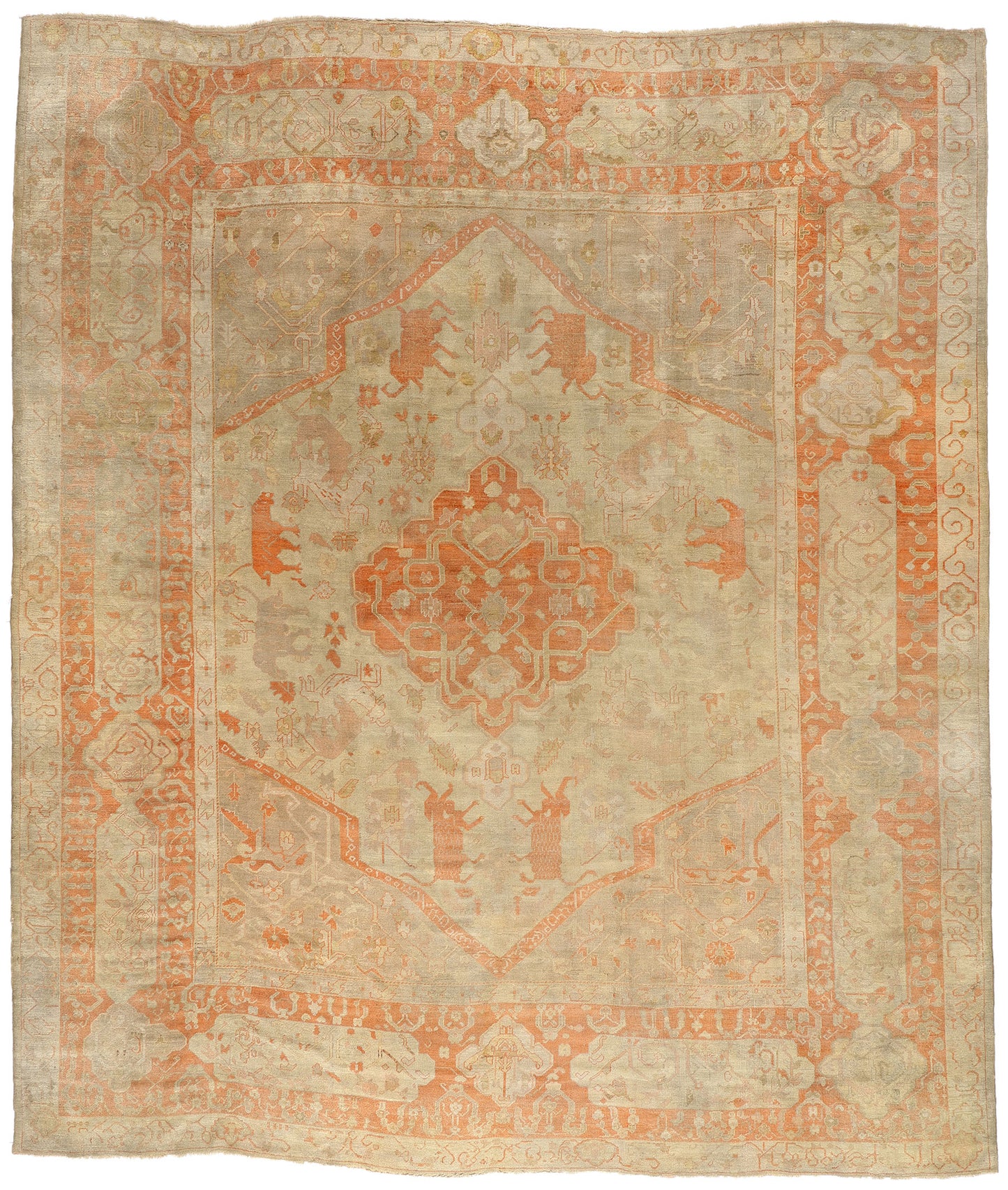 15 x 17 - Tan Antique Turkish Oushak Rug - 74255