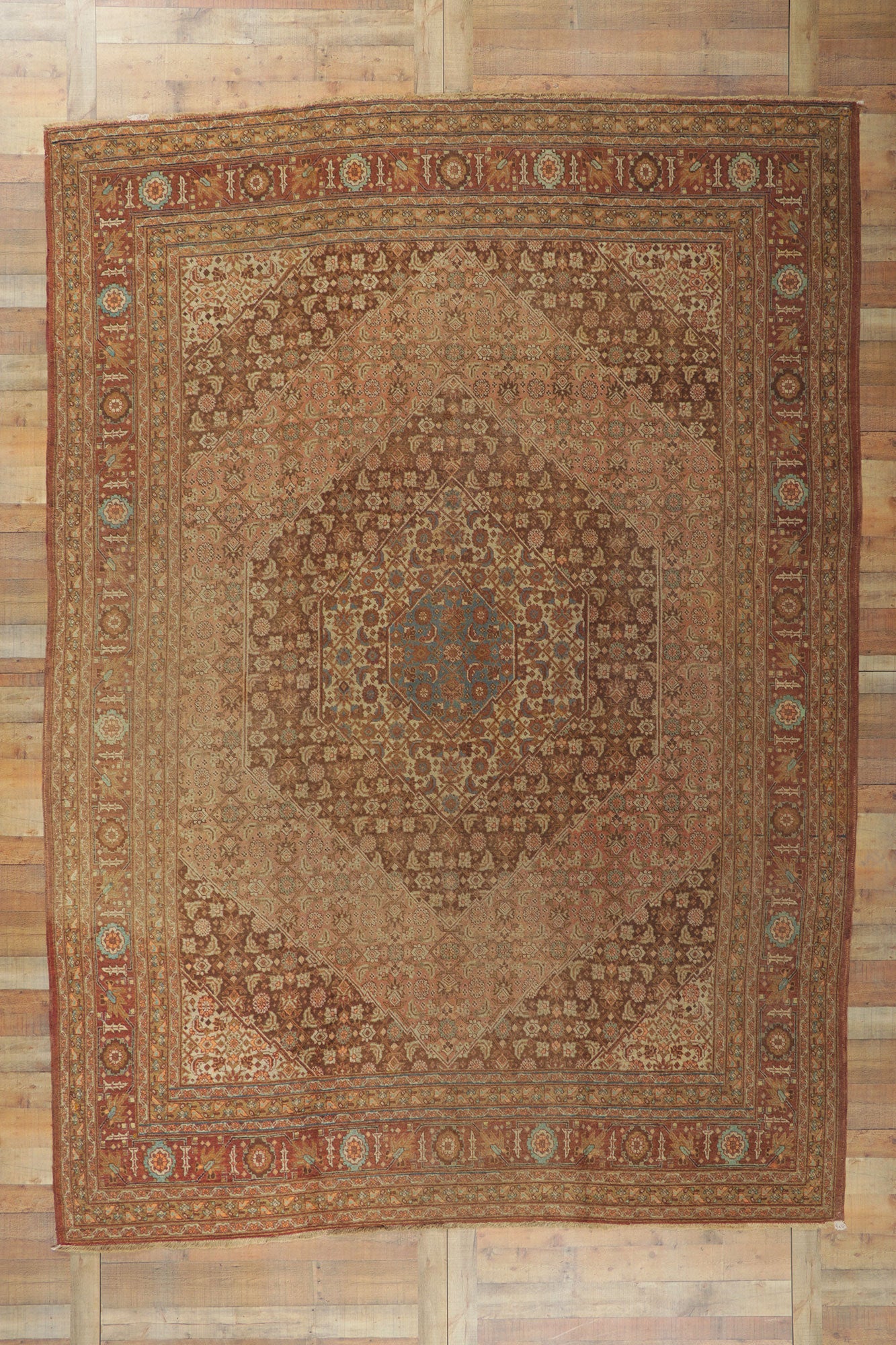 9 x 13 - Brown Antique Persian Tabriz Rug - 74327