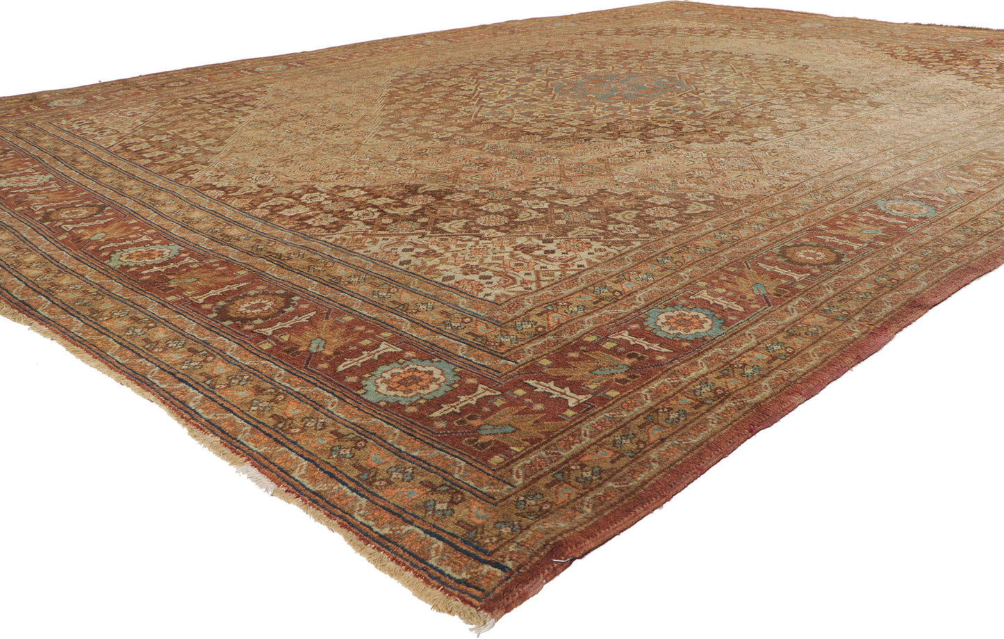9 x 13 - Brown Antique Persian Tabriz Rug - 74327