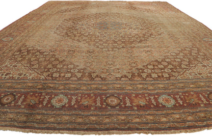 9 x 13 - Brown Antique Persian Tabriz Rug - 74327