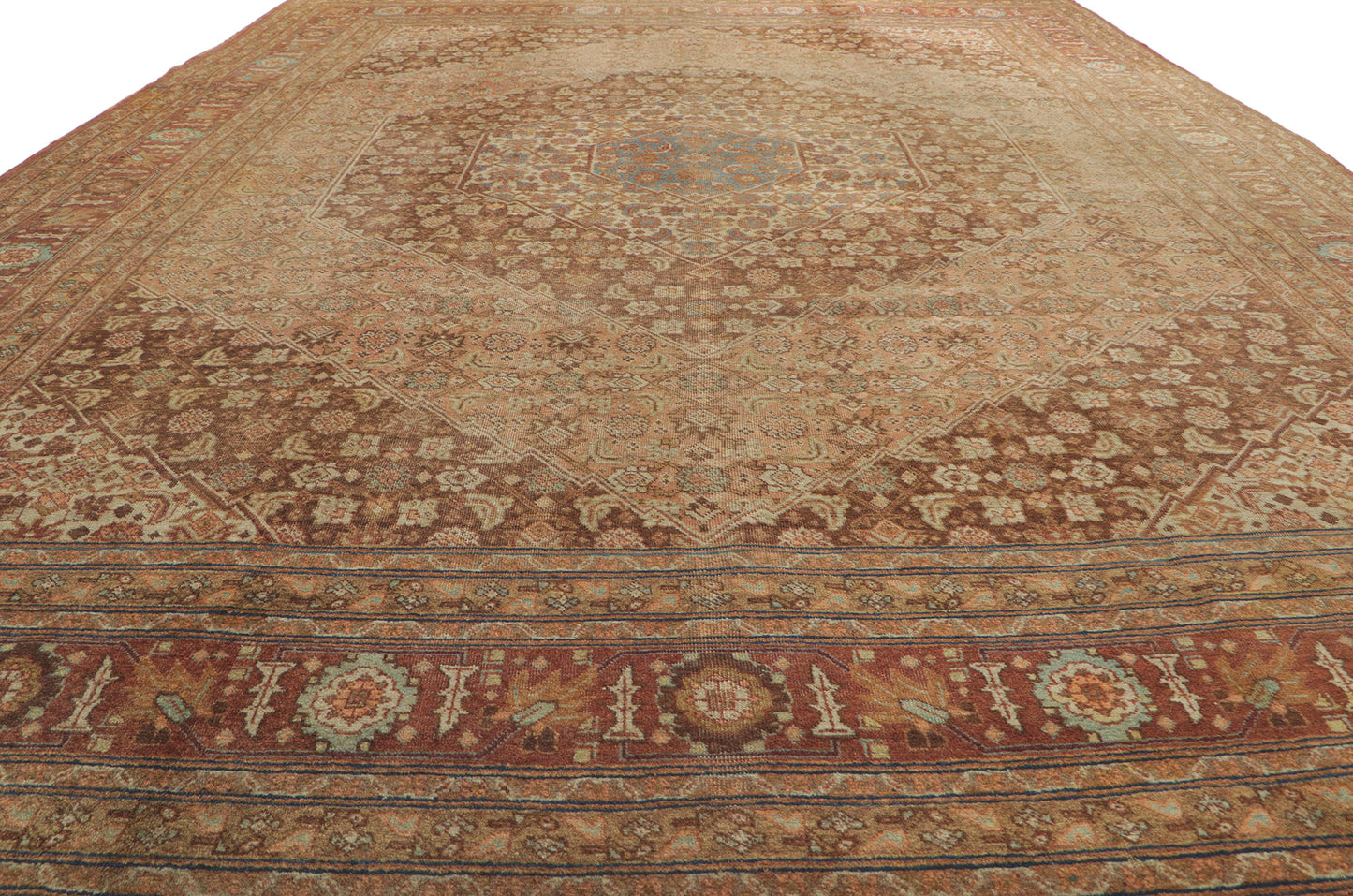 9 x 13 - Brown Antique Persian Tabriz Rug - 74327