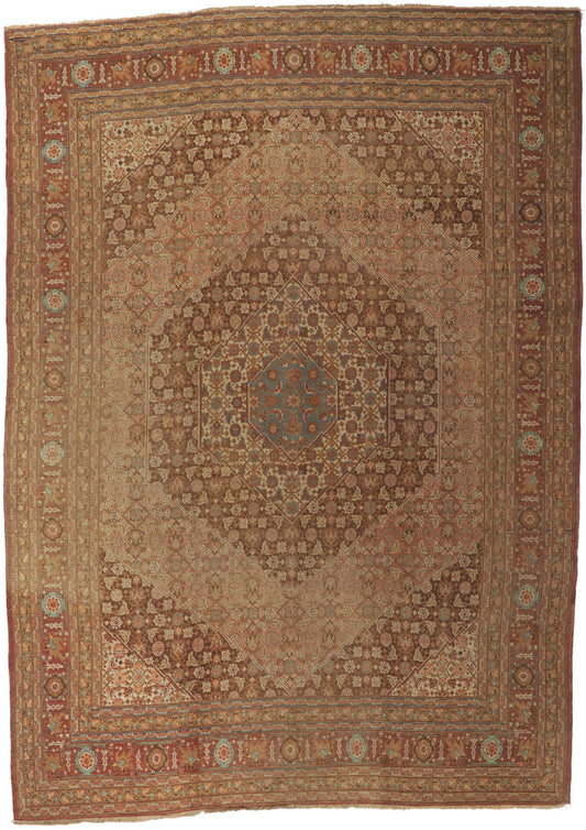 9 x 13 - Brown Antique Persian Tabriz Rug - 74327