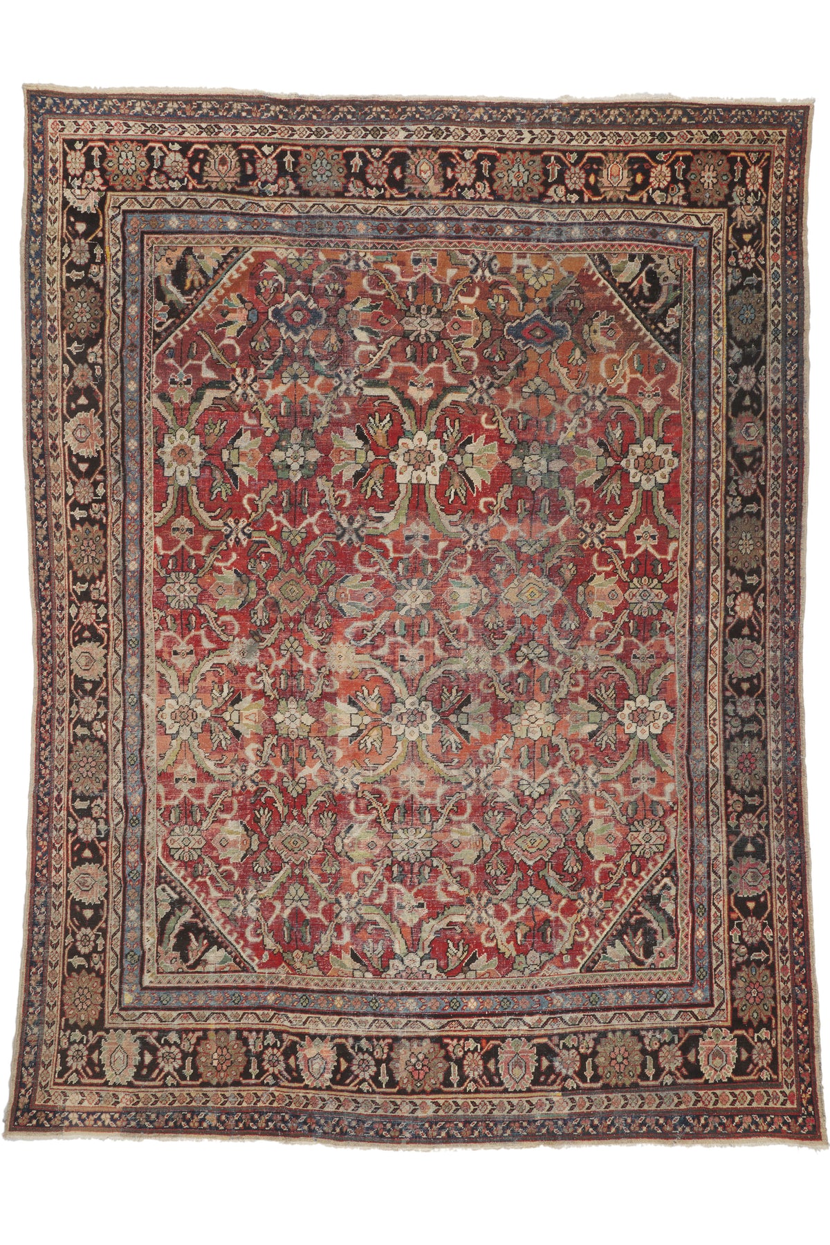 11 x 14 - Red Vintage Persian Mahal Rug - 74415