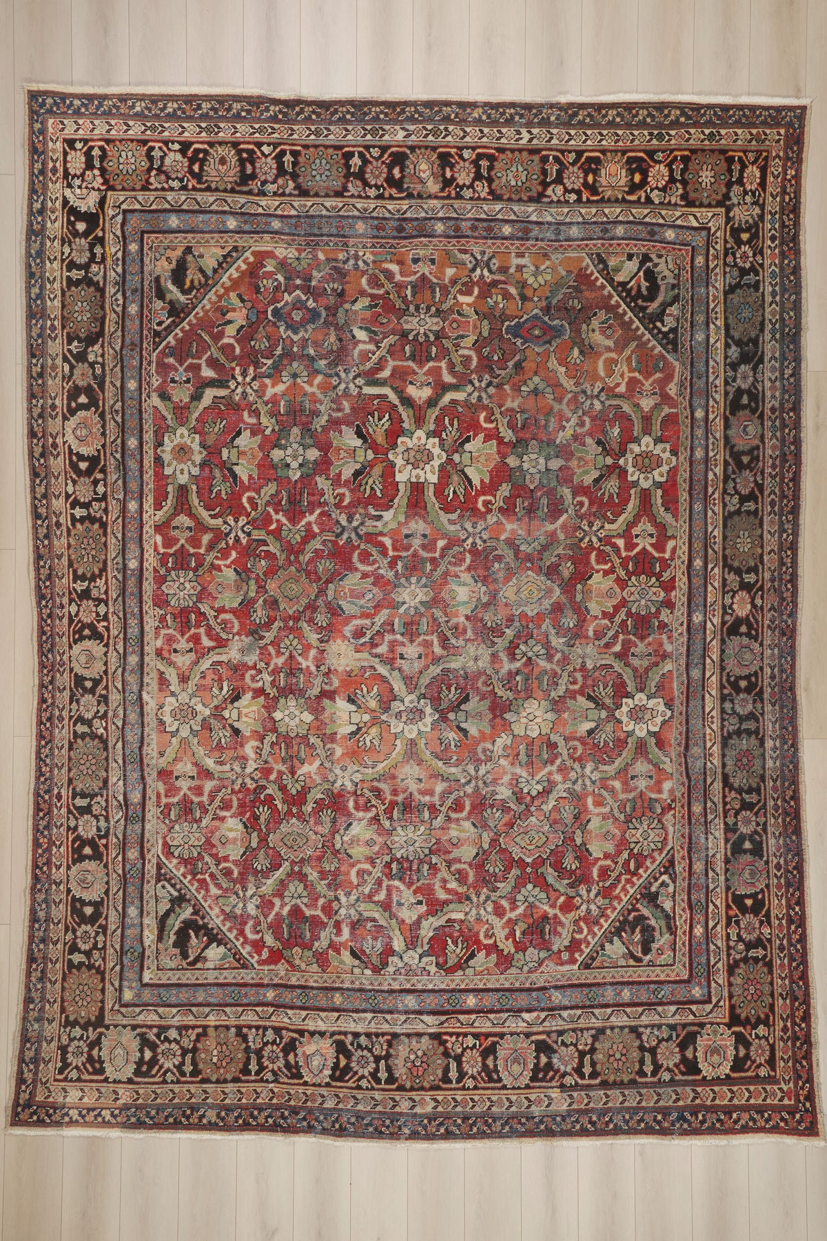 11 x 14 - Red Vintage Persian Mahal Rug - 74415