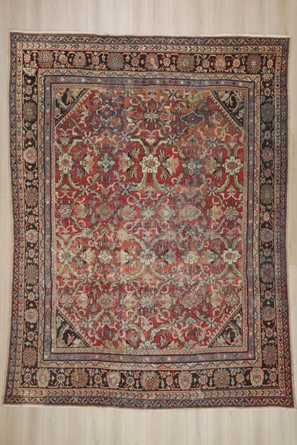 11 x 14 - Red Vintage Persian Mahal Rug - 74415