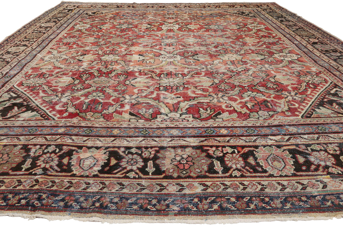 11 x 14 - Red Vintage Persian Mahal Rug - 74415