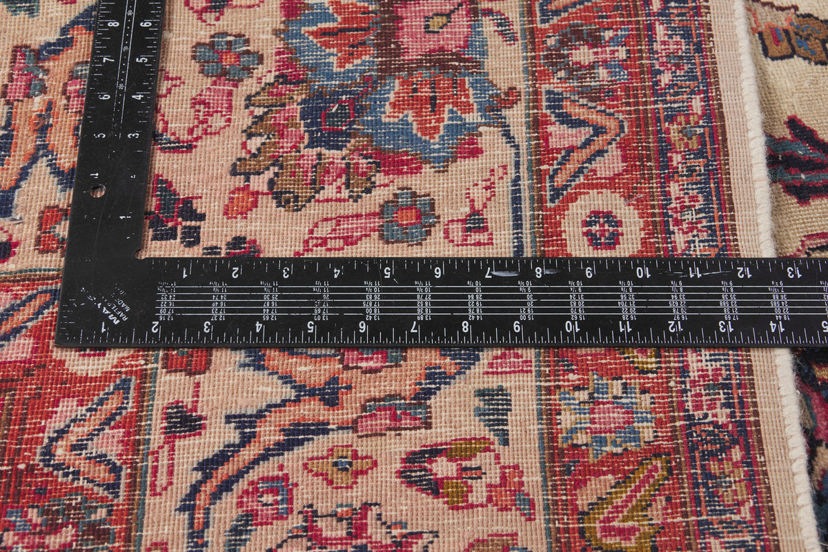 8 x 11 - Beige Antique Persian Mashhad Rug - 74418