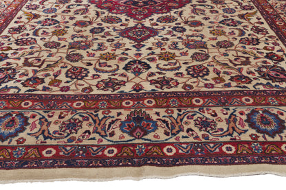 8 x 11 - Beige Antique Persian Mashhad Rug - 74418