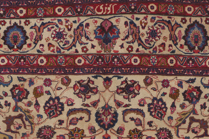 8 x 11 - Beige Antique Persian Mashhad Rug - 74418