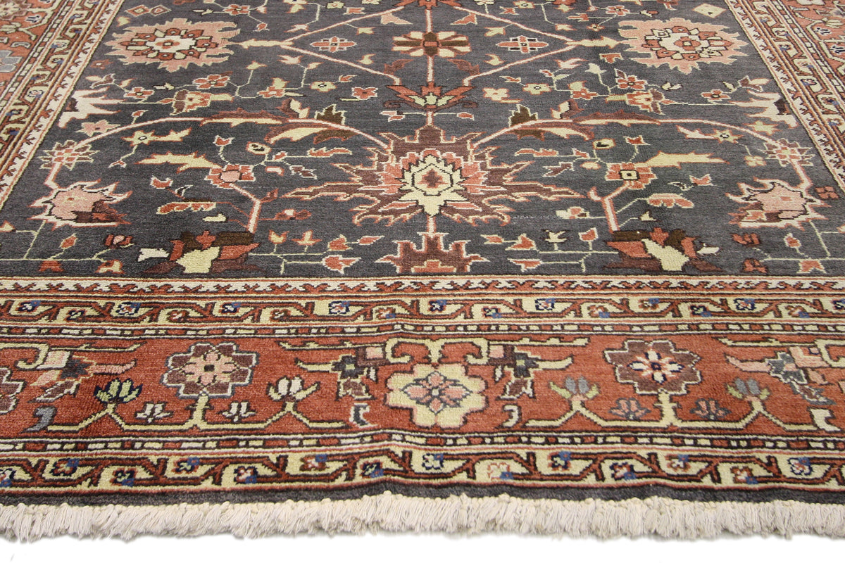 6 x 9 - Black Vintage Indian Rug - 74642