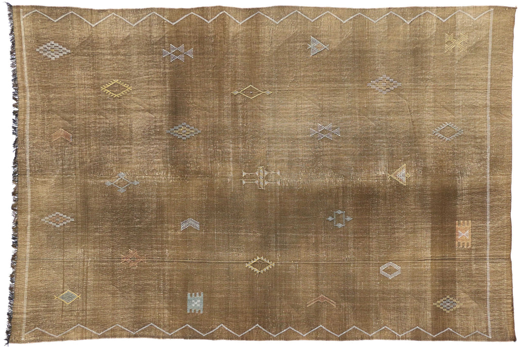 8 x 12 Vintage Cactus Silk Kilim Rug 74721